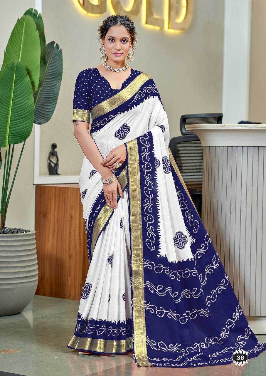 Bandhani Printed Cotton Sarees - MYLUXURY LANE ENTERPRISE